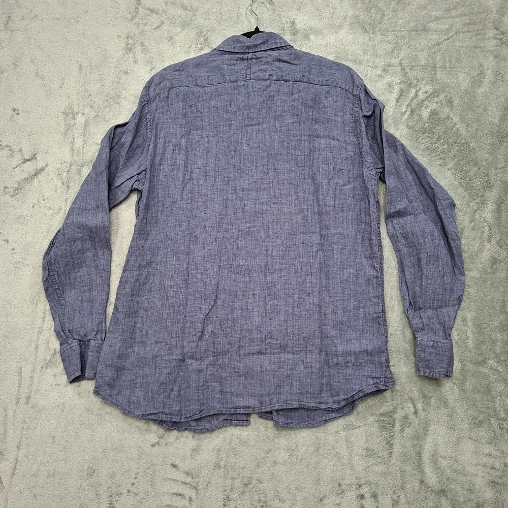 Banana Republic 100% Linen‎ Shirt L Blue Long Sleeve Button Up Beachy